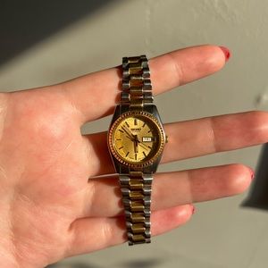 Vintage Seiko Stainless Steel Watch | two-tone silver and gold | Japanese quartz